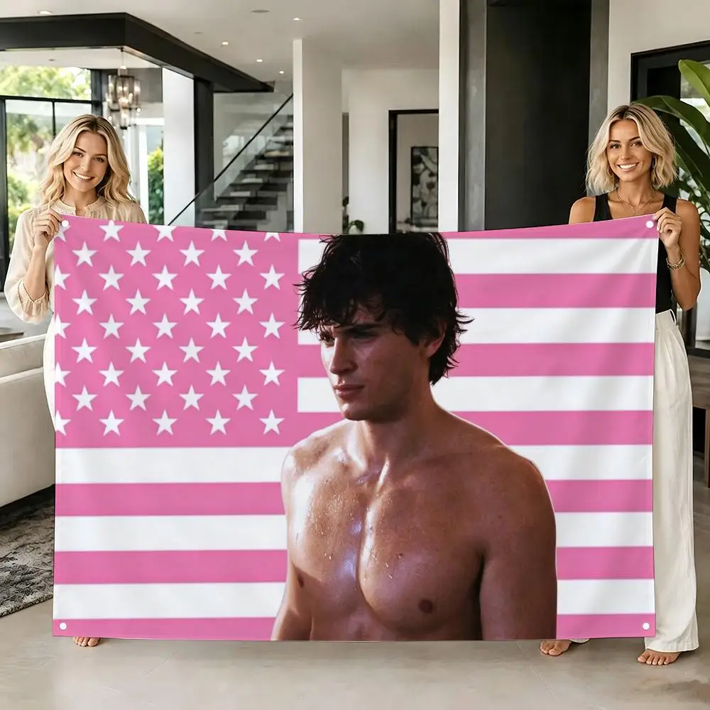 Tom Welling Pink American Flags Tapestry Creative Pattern Photo Living Room Wall Art Party Outdoor Decor