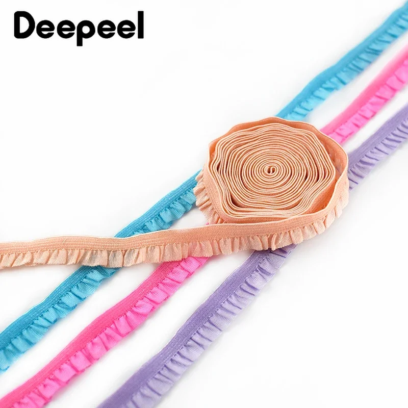 10/22/45meters 10/15mm Ruffled Elastic Band Pleated Lace Stretch Rubber Ribbon Bra Clothes Strap DIY Craft Sewing Accessories