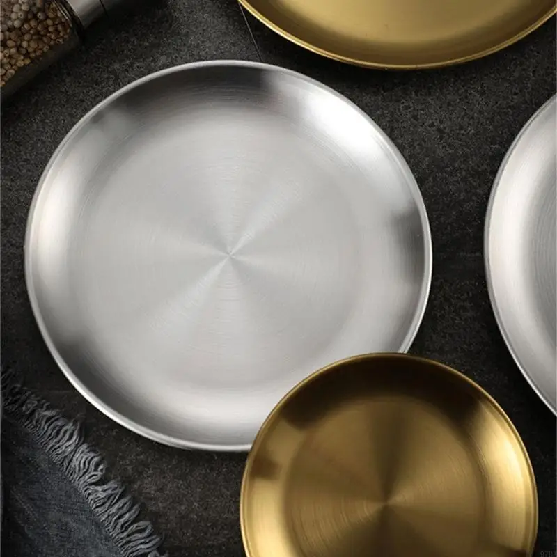 97BA Practical Steel Serving Trays Corrosions Resistant Design Plate Party Tableware