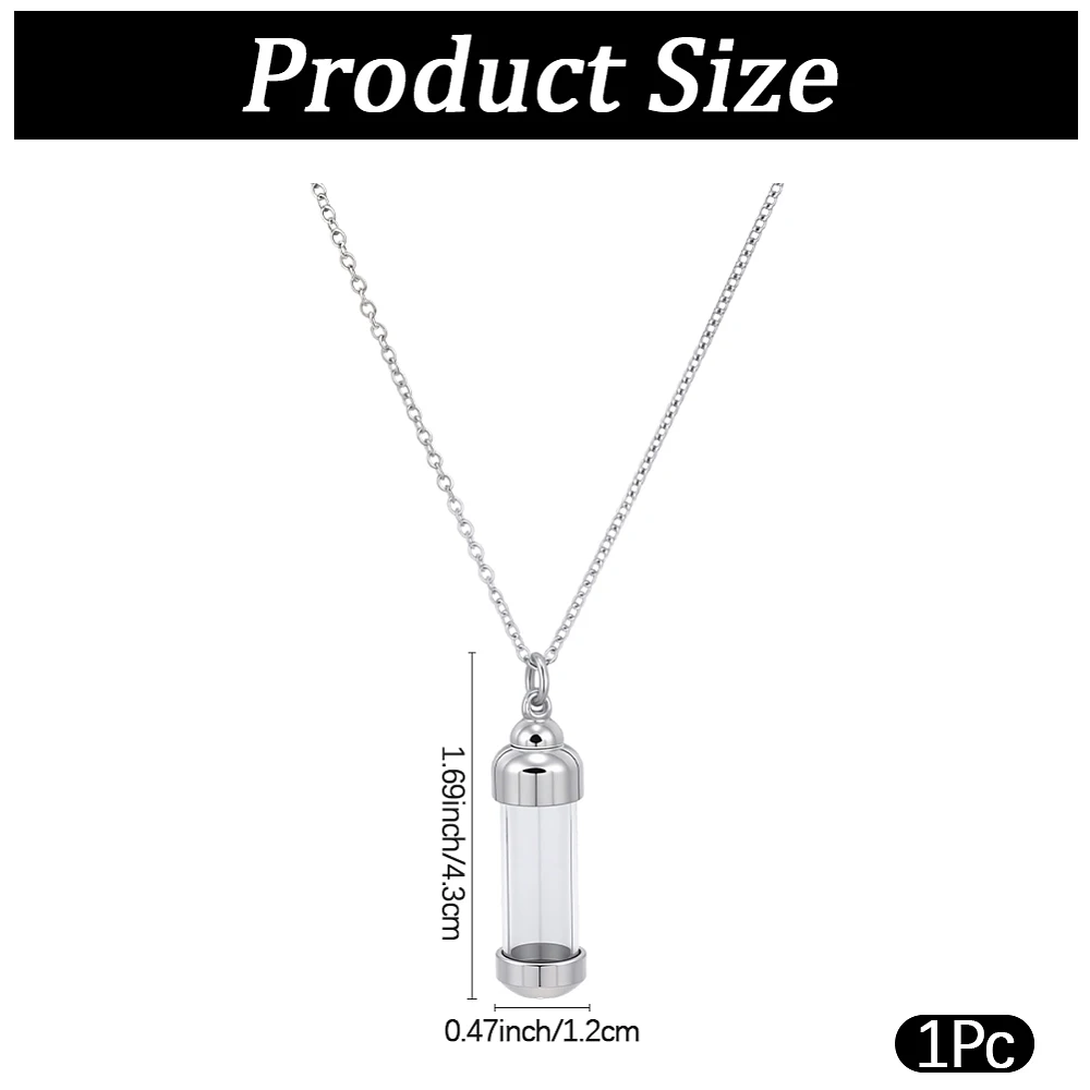 Hourglass Glass Urn Necklace Keepsake Cremation Jewelry for Ashes Stainless Steel Memorial Ashes Pendant Urn Necklace Openable