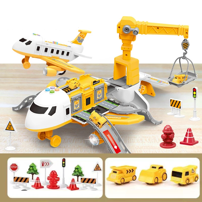 New Deformation Music Simulation Track Inertia Toy Aircraft Large Size Passenger Plane Kids Airliner Toy Car for Children\'s Gift