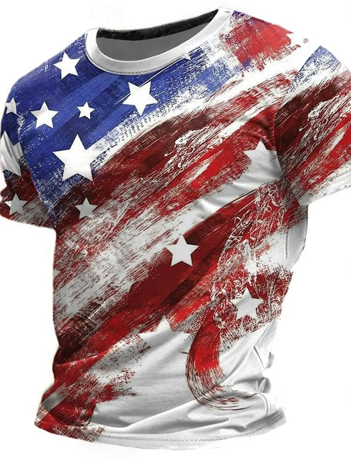 American Flag Street Style Men\'s 3D Print T shirt Tee Street American Independence Day T shirt crew neck Short Sleeve  Summer