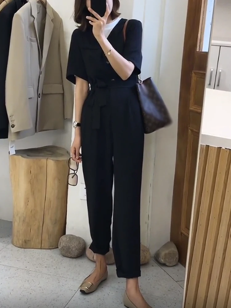 กางเกงเอวสูงทรงหลวมสำหรับผู้หญิง สไตล์ลำลอง/ทำงาน พร้อมเข็มขัด  ทรงขากว้าง เหมาะสำหรับทุกโอกาส