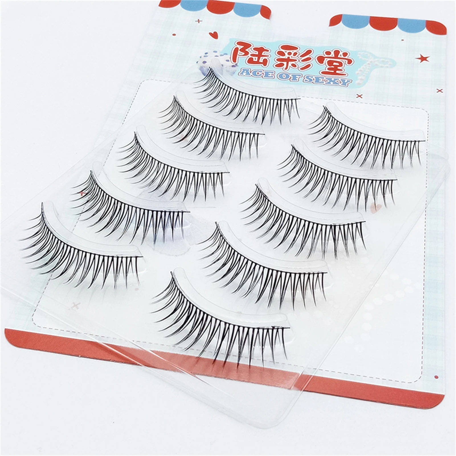 5 Pairs Korean Style Natural lashes full strips Fake Eyelashes Cross Soft Handmade Wispy Fluffy fake eyelash For Beginners DIY