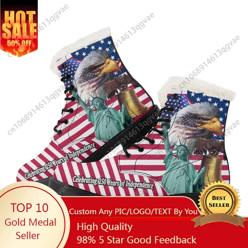 

America 250 Anniversary Plush Boots Mens Womens Teenager Shoes Casual Boot Light High Quality Couple Customize Shoe