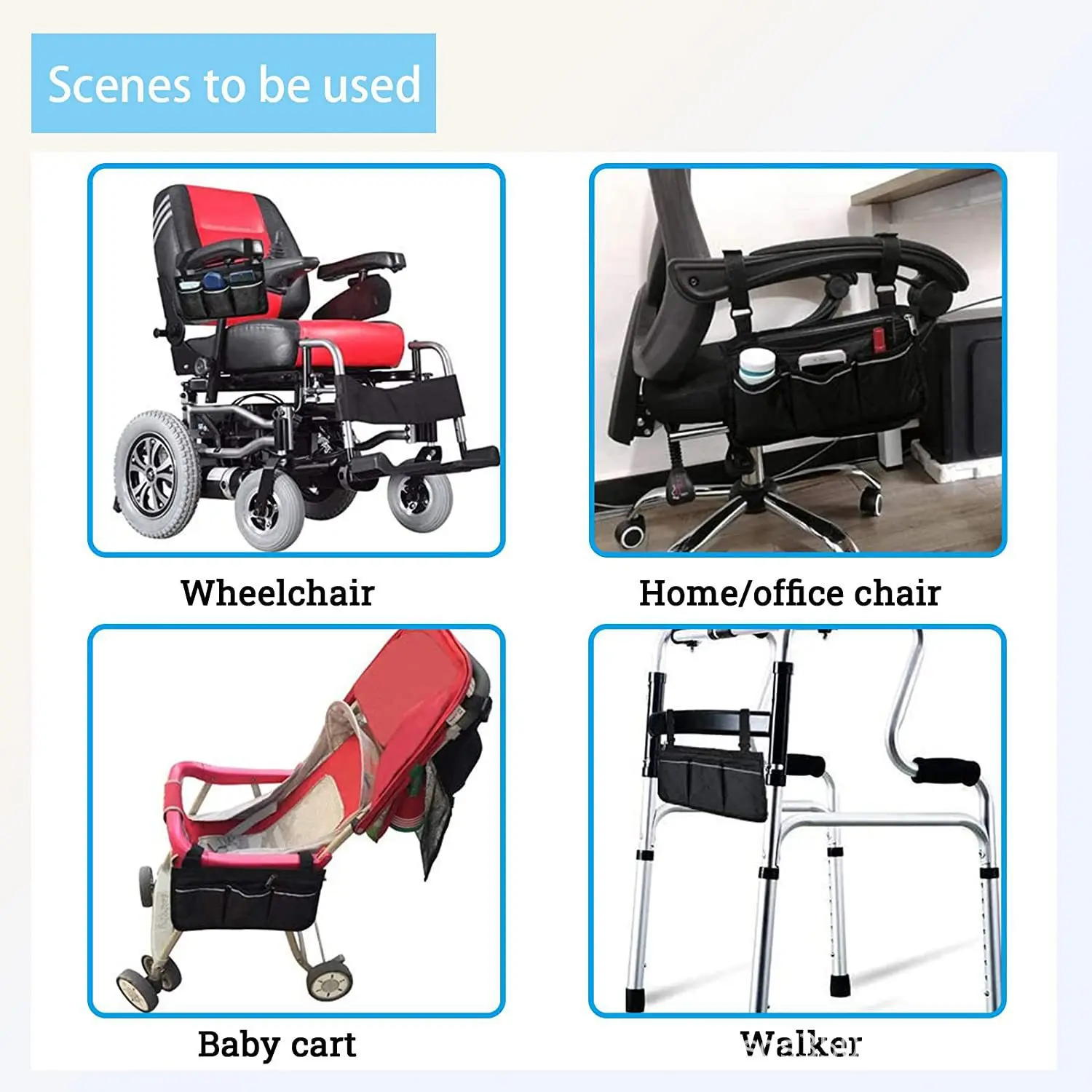 Multi-Pocket Wheelchair Side Storage Bag Armrest Organizer Pouch Essential Wheel Chair Accessories Bag for Easy Storage And Acce view 6