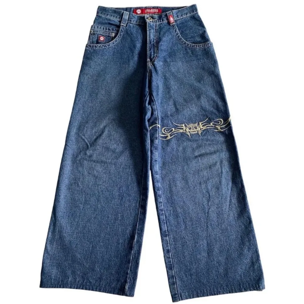 

Джинсы JNCO Y2K мужские мешковатые с графическим рисунком, в стиле хип-хоп, синие джинсовые брюки в стиле ретро, новинка 2023, брюки в стиле Харадзюку с завышенной талией и широкими штанинами, уличная одежда