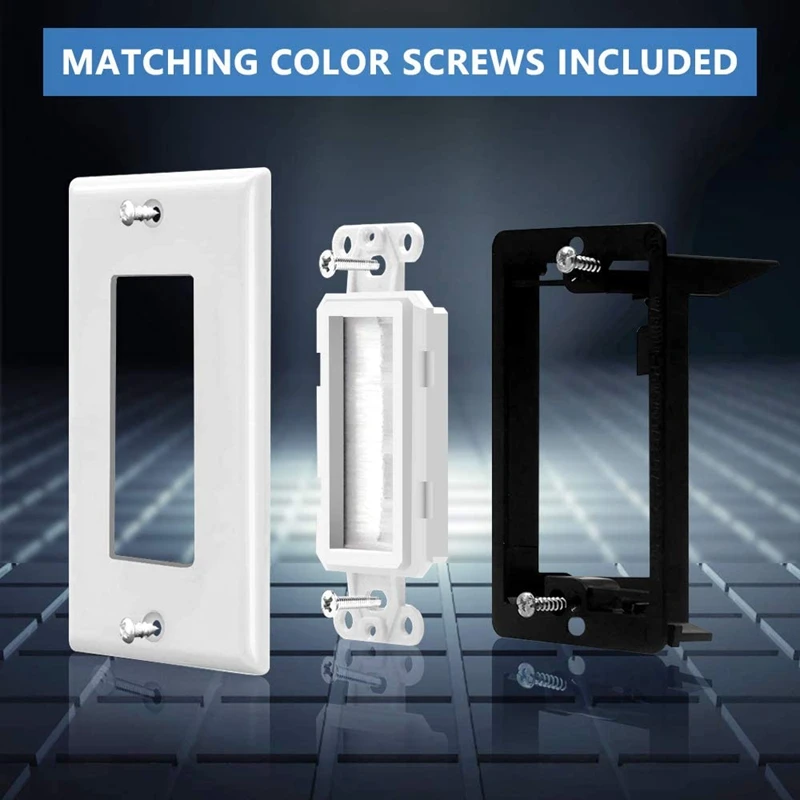 2er-Pack Bürsten wand platte mit Single-Gang-Niederspannungs-Montage halterung kabel durch Einsatz für Lautsprecher kabel