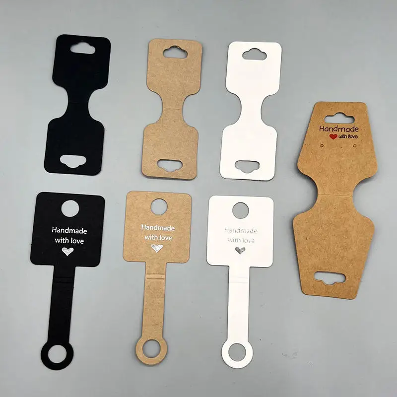 100Pcs Necklace Fold Over Paper Cardboard Self-Adherent Card For Bracelet Jewelry Hanging Price Tag Small Business Packaging