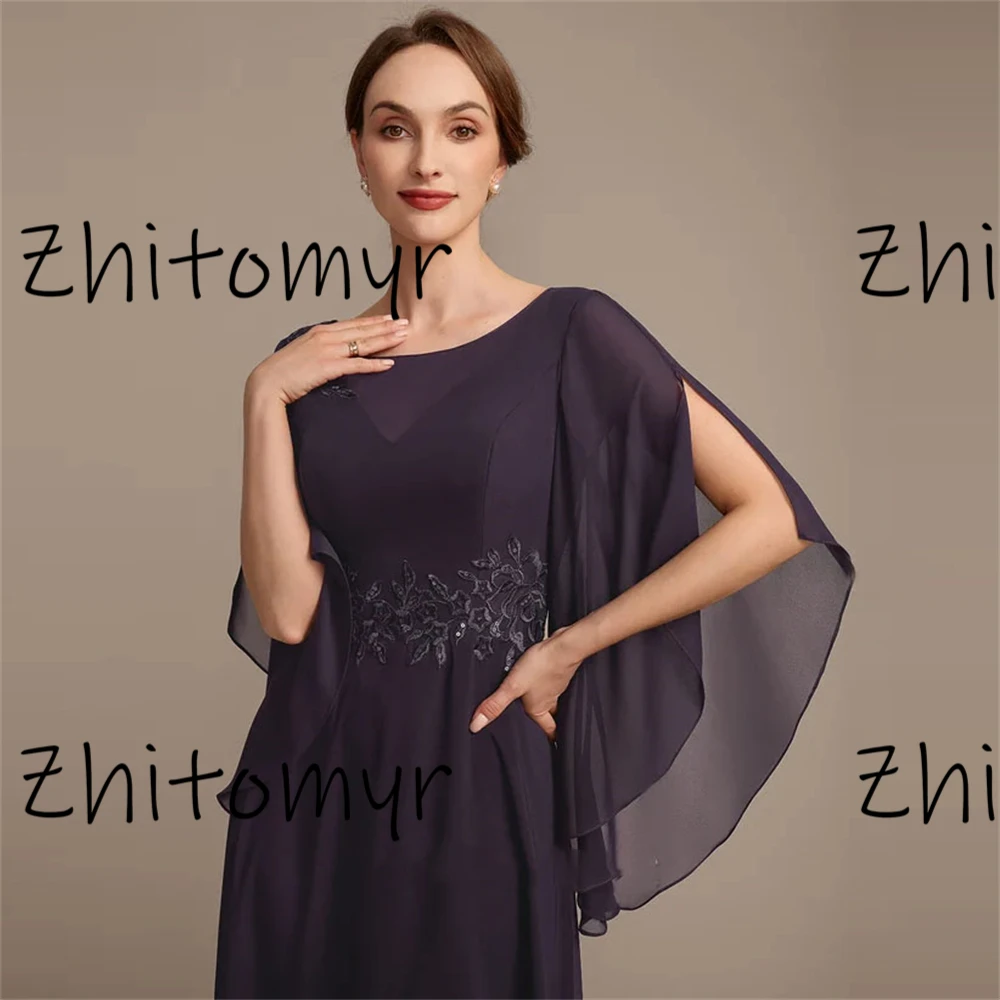 Personalizado novo 2024 retro mãe da noiva elegante vestido de renda de lantejoulas a linha tripulação assimétrico chiffon renda vestidos formais