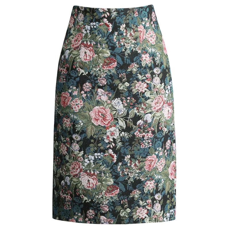 

Skirt for Women New Autumn/Winter Vintage Jacquard High End A-Line Skirt Sexy Split Long Skirt