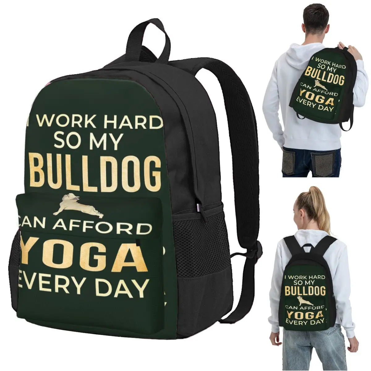 

Bulldog Yoga Backpack Student BookBag Children School Bag Laptop Shoulder Bags for Boys Girls