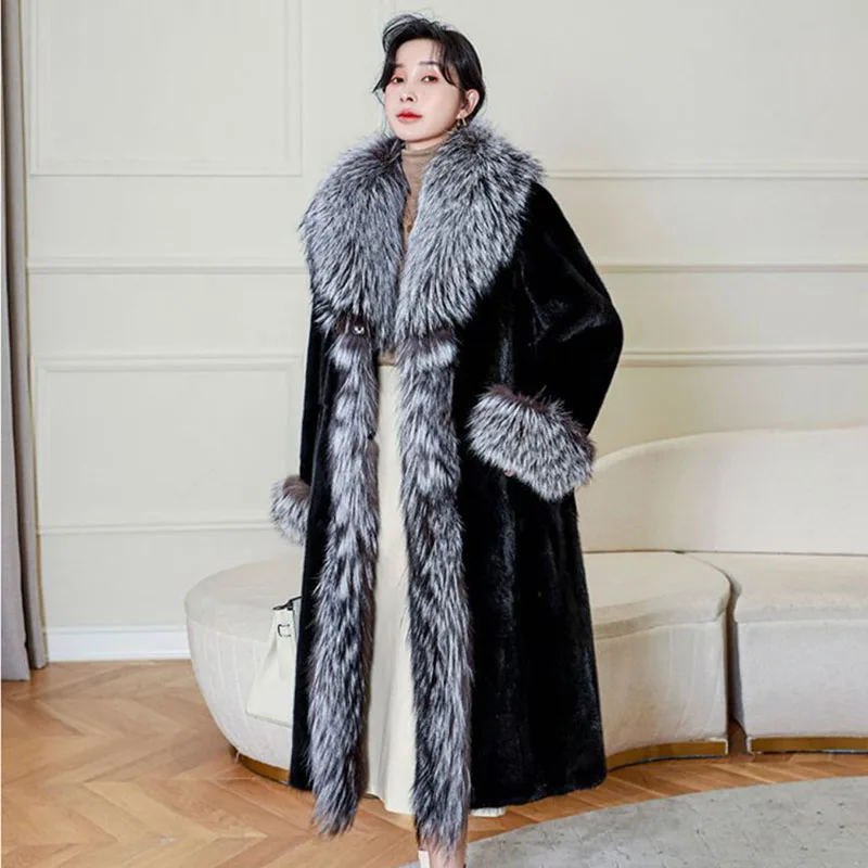 Temperament Overcoat 2024 New Imitation Fox Hair Thicken High Quality Leisure Women Fur Coat Winter Fashion Women Fur Coat Y239