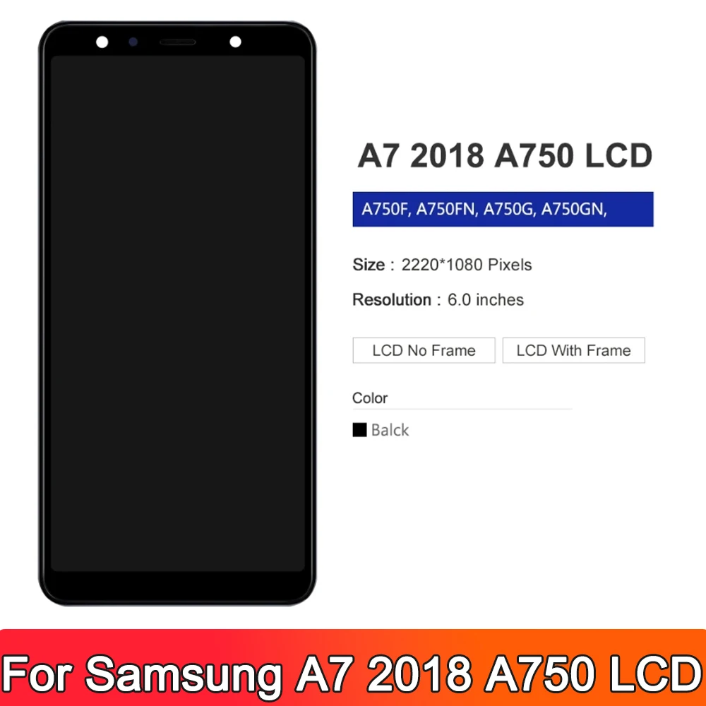 TFT For Samsung Galaxy A7 2018 A750 LCD SM-A750F A750F A750 LCD display touch screen Digitizer Replacement