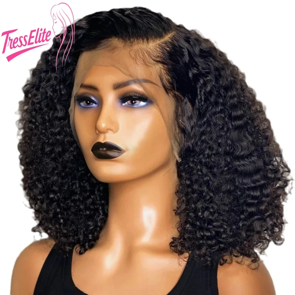 

12A Джерри Кудрявый Боб Бразильские человеческие волосы Бразильский девственный парик Remy13*4 Фронтальный парик Полное ручное плетение Идеально подходит для всех форм лица