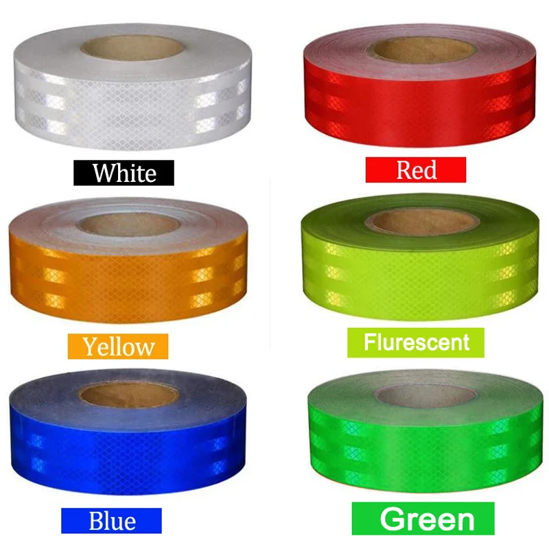 5cm*3/5/9M High Adhesive Reflective Safety Tape Road Warning Strip Automotive Body Motorcycle Decoration Car Reflector Sticker