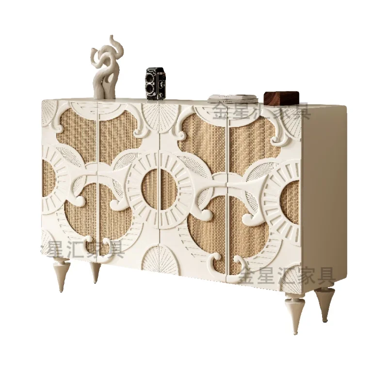 

Entrance partition rattan shoe cabinet cream bedroom storage art decoration