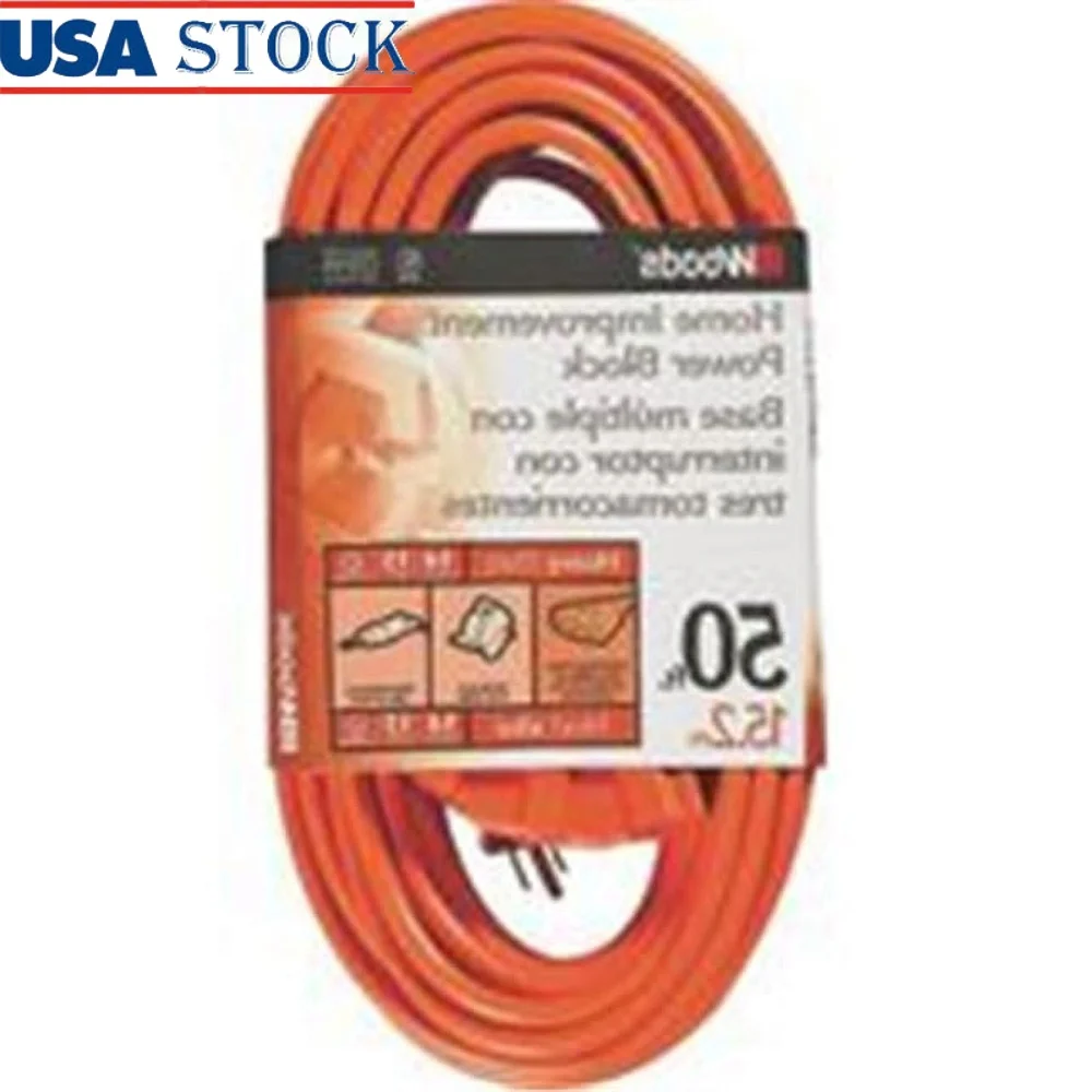 

50ft Outdoor Multi-Outlet Extension Cord 15A Vinyl Power Distribution UL ETL OSHA Approved Reinforced Blades Weather Resistant