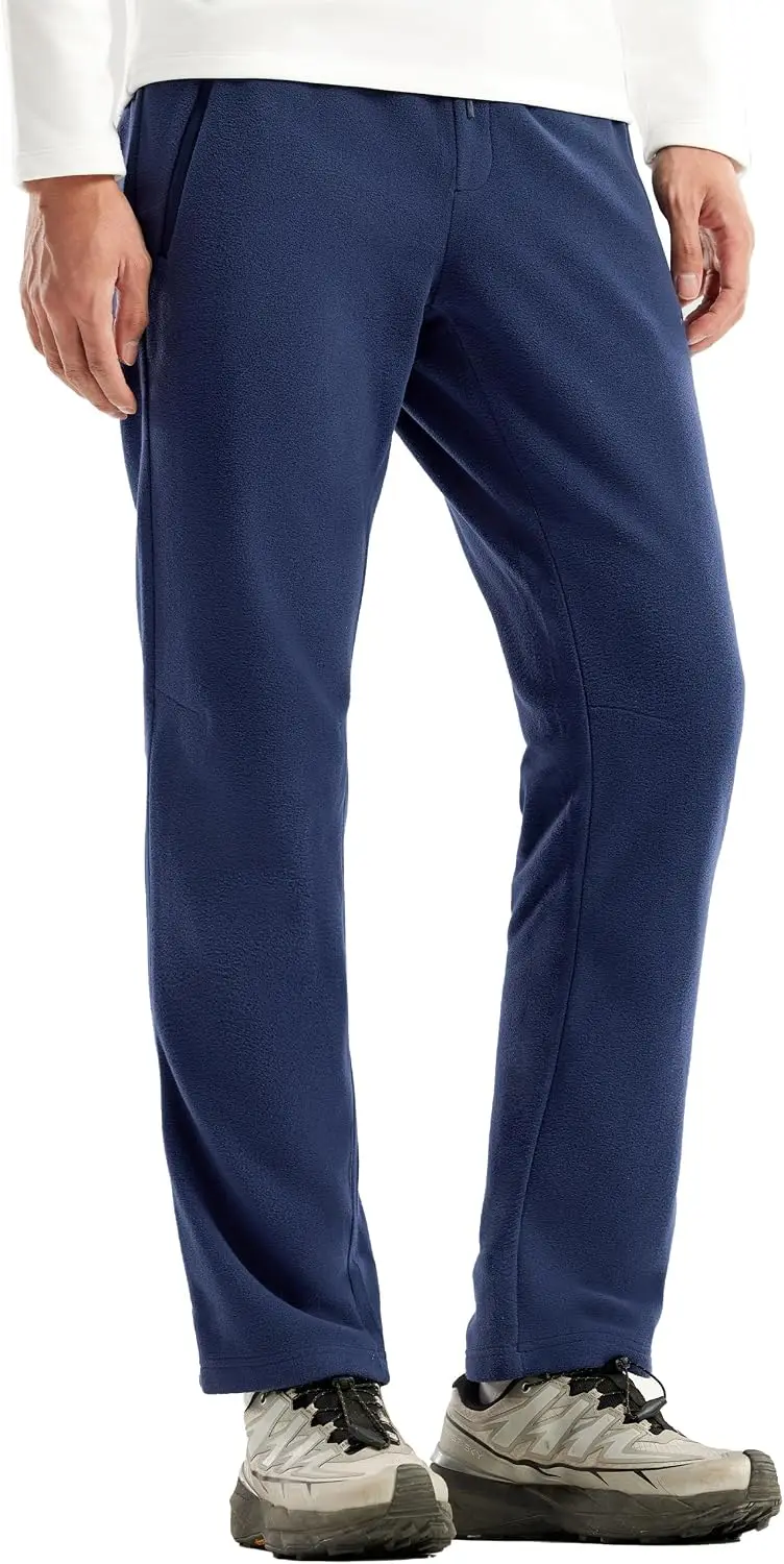 Pioneer Camp Men's Polar Fleece Pants Lightweight Comfy Lounge Joggers Thermal Winter Track Sweatpants with Zipper Pockets