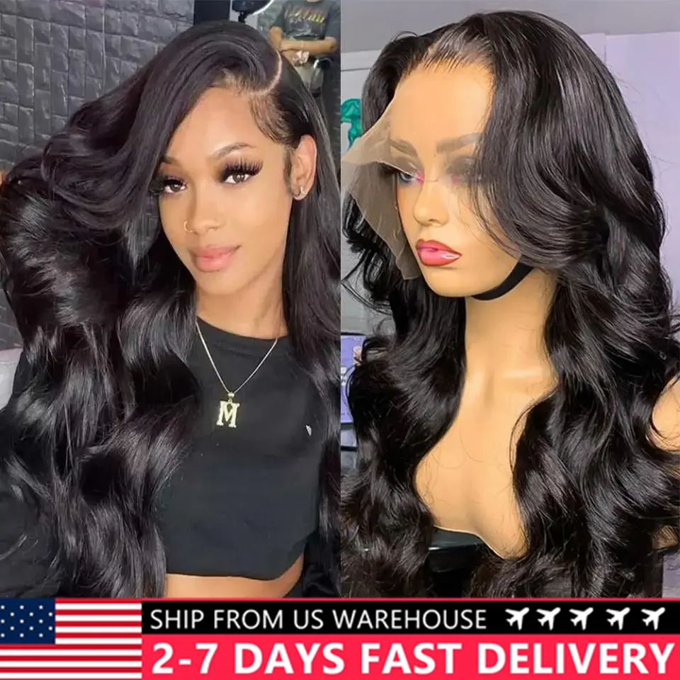 30inch Body Wave 13x4 Lace Front Wig Human Hair Pre Plucked Brazilian Human Hair Lace Frontal Wigs For Women Bling Hair Cheap