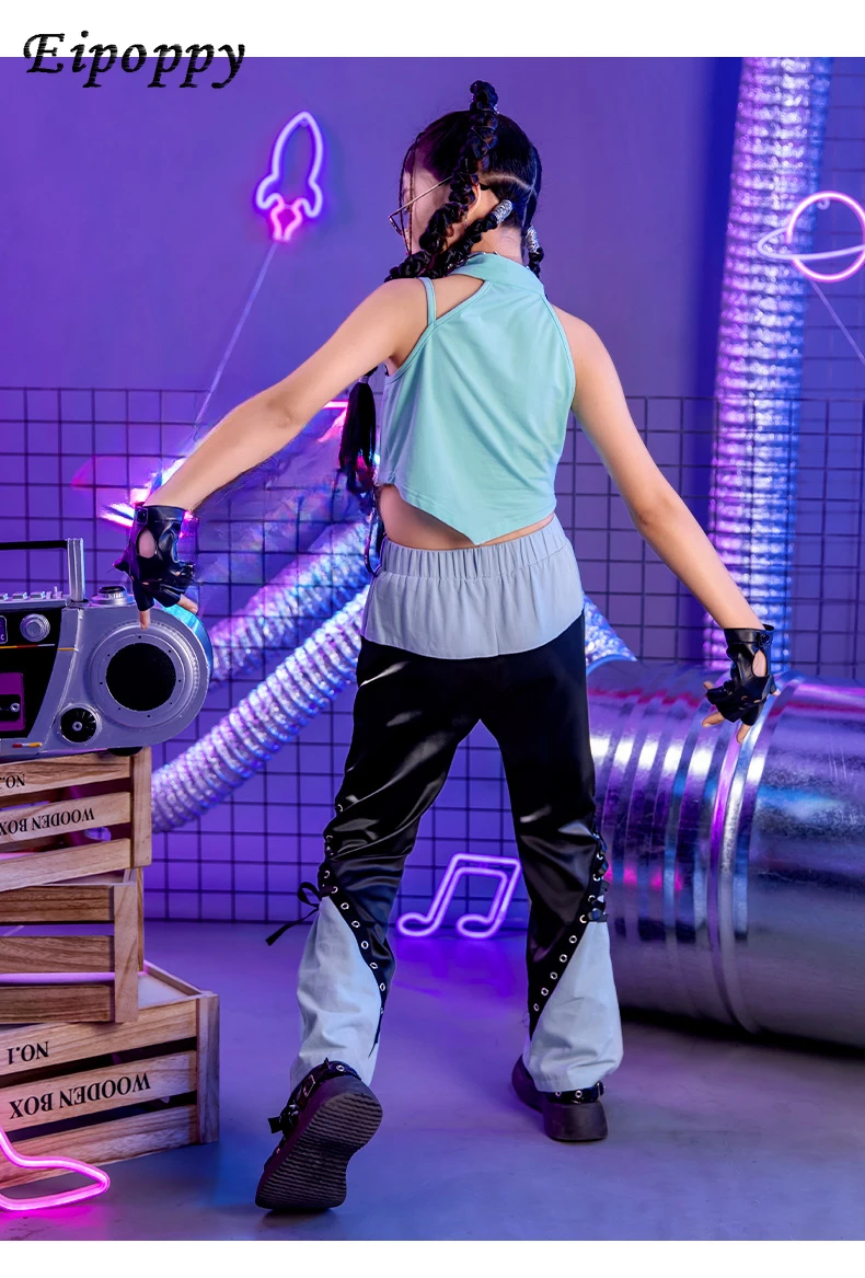 เครื่องแต่งกายแนวแจ๊สสำหรับเด็กเสื้อผ้าแฟชั่นสุดเท่ทันสมัยสำหรับเด็กผู้หญิงชุดเสื้อฮิปฮอปกางเกง