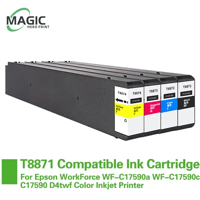 T8871 T8872 T8873 T8874 Ink Cartridge Compatible For Epson WorkForce WF-C17590a WF-C17590c C17590 D4twf Color Inkjet Printer