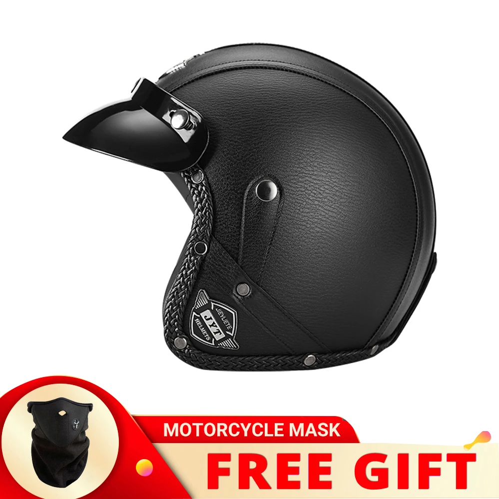 Motorcycle Helmet Casco Moto 3/4 Open Face Scooter Helmet Men Women Four Season Motorbike Bicycle Racing Helmet Retro Kask DOT