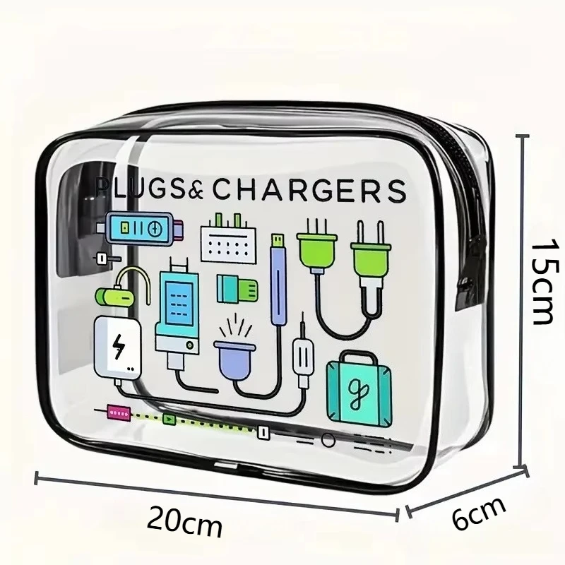 Clear Zipper Tote Bag - Multipurpose Transparent Carry Case for Toiletries Makeup Electronics. Ideal for Travel Gym Airport.