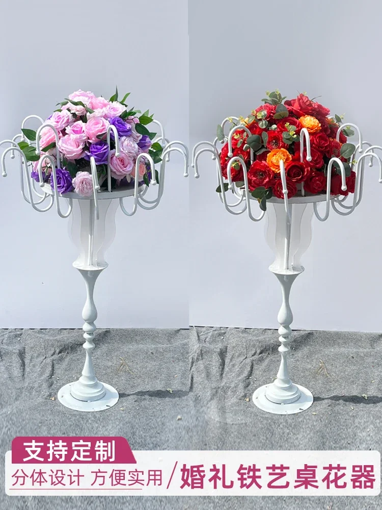 New wedding wrought iron table flower ware wedding hall hotel table flower stand flower arrangement road guide shelf European pr