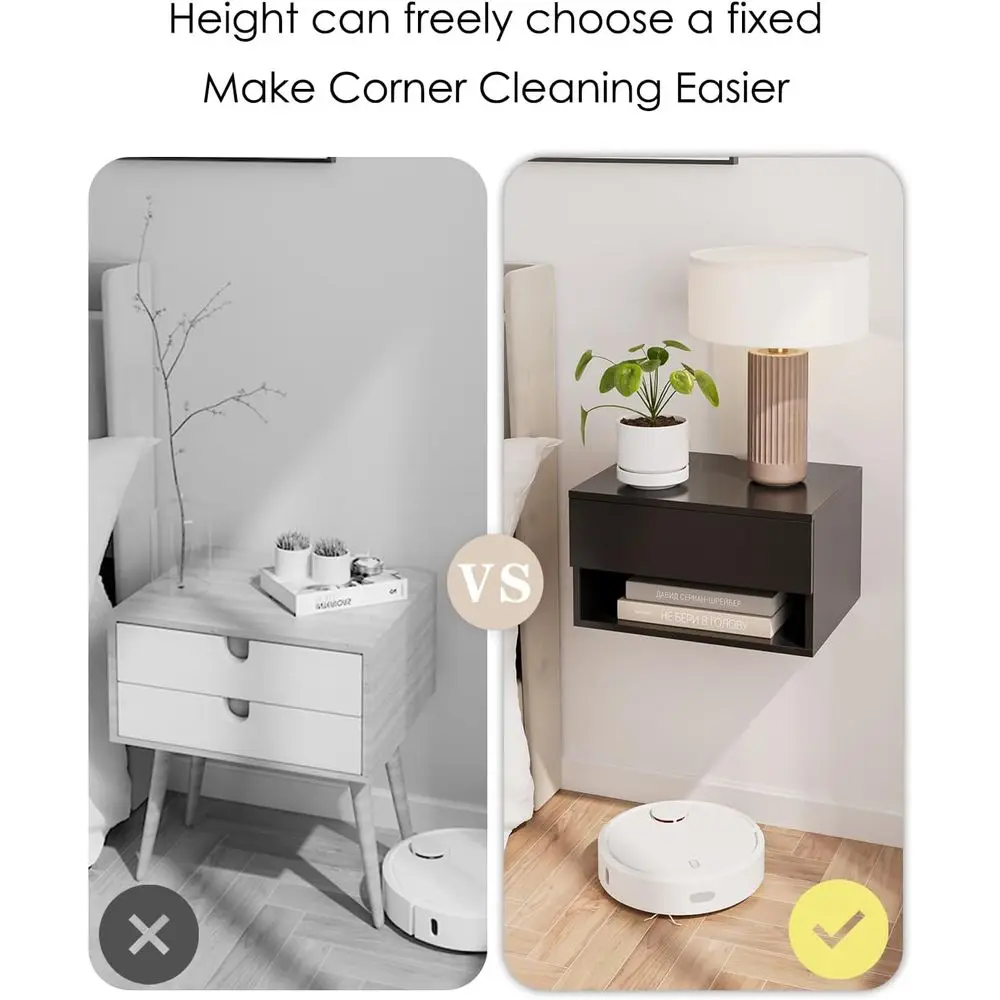 Nightstand, Small Modern Floating Nightstand with Drawer, Floating Shelves for Bedroom, Bathroom Black nightstands for bedroom