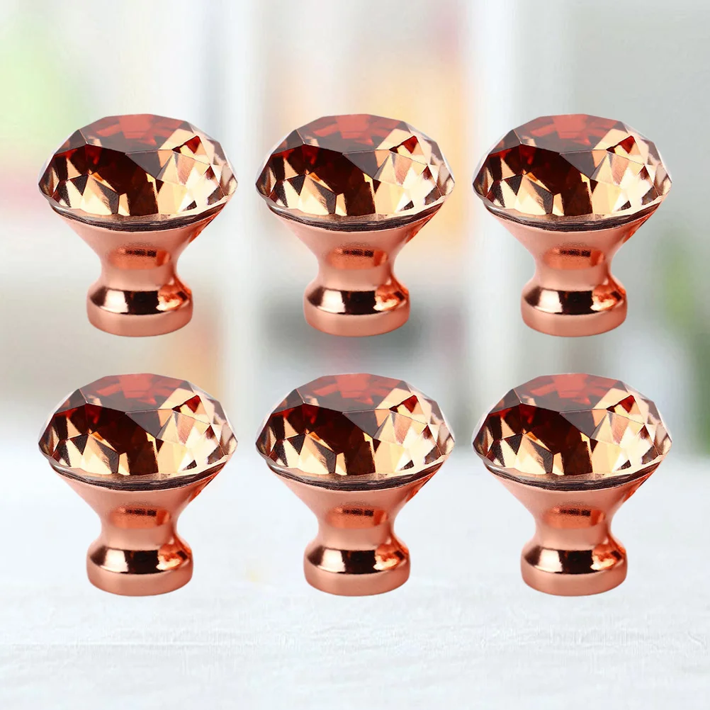 

6 шт., хрустальные ручки для шкафа с каплями воды, розовые, золотые, стеклянные ручки, ручки для ящика, прочная мебельная фурнитура