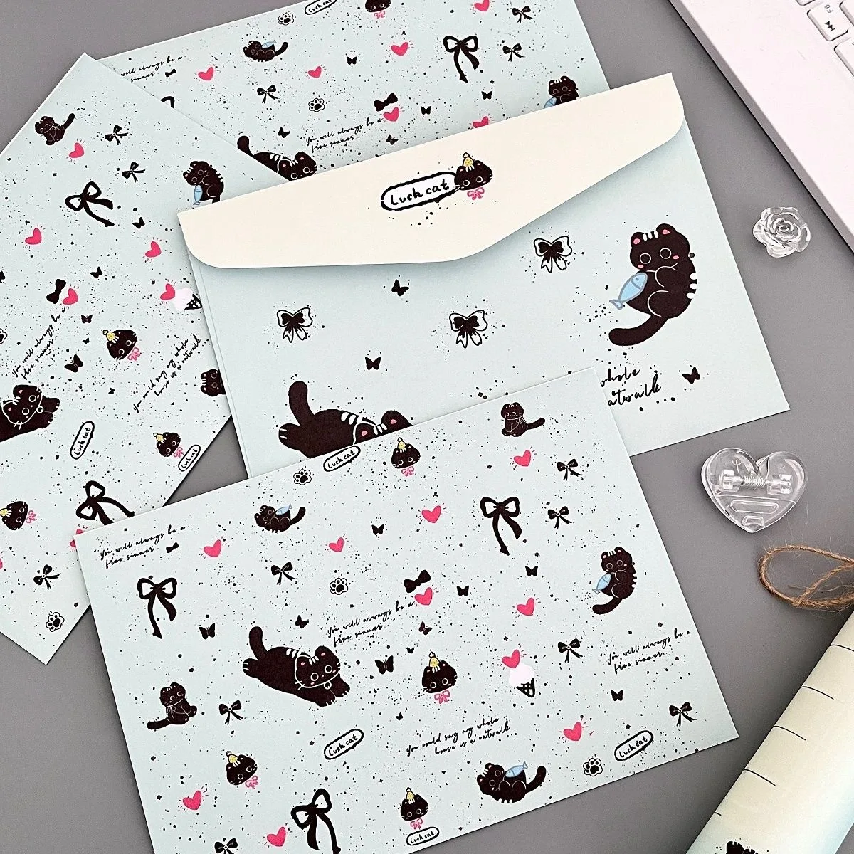 Splashing Ink Love Cat Envelope Letter Paper High Beauty Cute Letter Writing Handwritten Simple Letter Paper