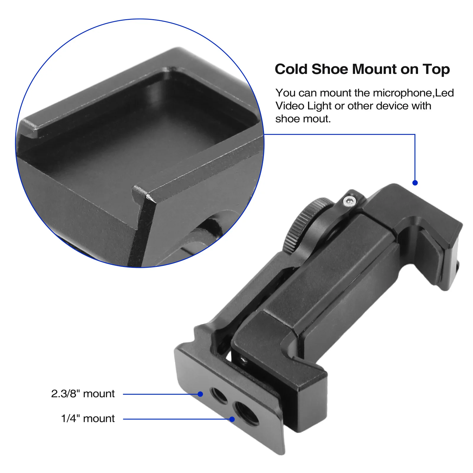 Smartphone Tripod Mount Adapter Phone Clip Holder 360 Rotation Mobile Clamp with Cold Shoe Mount for Arca-Type Plate Mic Light