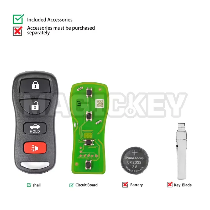 1 Uds Xhorse XKNI00EN mando a distancia Universal separado llave de coche Fob 4 botones para Nissan diseño ajuste herramienta de llave VVDI/VVDI2