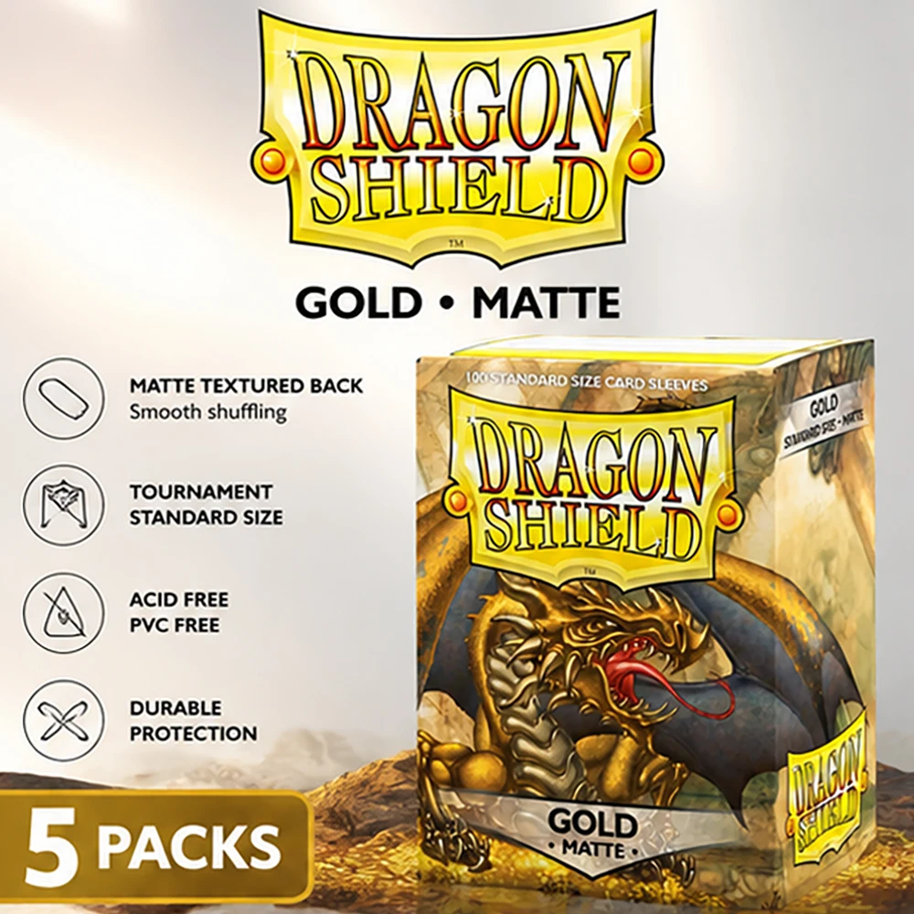 Dragon Shield 5 Pack Value Set Gold Matte Card Sleeves A Great Choice for The Holidays