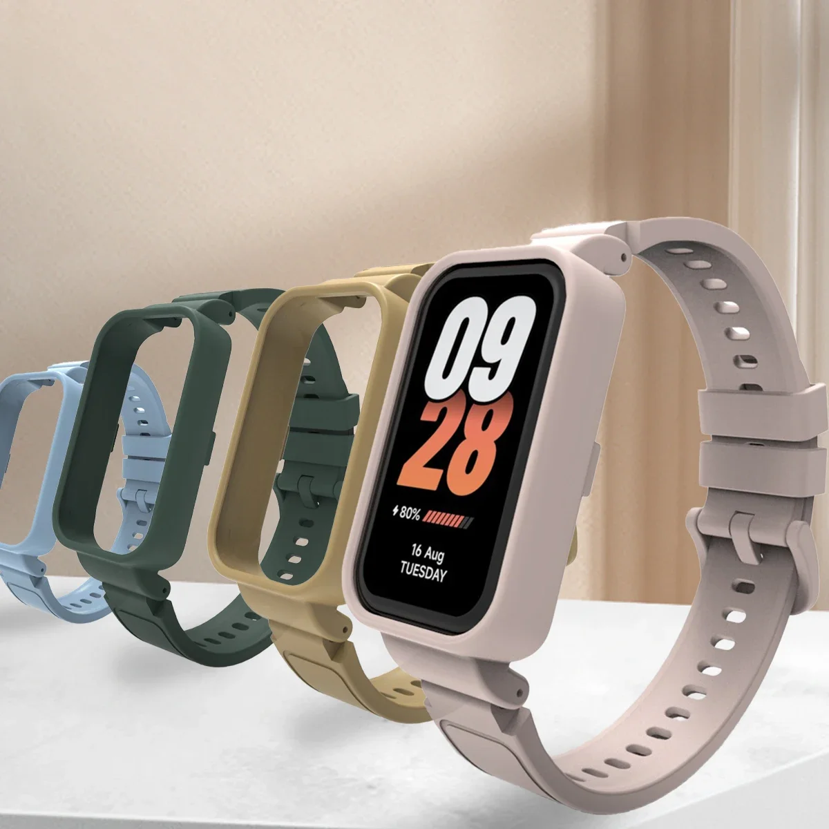 حزام ساعة من السيليكون لـ Redmi Smart Band 2 سوار رياضي بديل لملحقات حافظة Xiaomi Smart Band 8 Active الناعمة