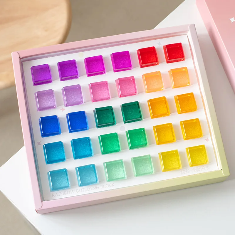 Acrylic Crystal Rainbow Building Blocks Promote Children's Shape Recognition Education Toy Set