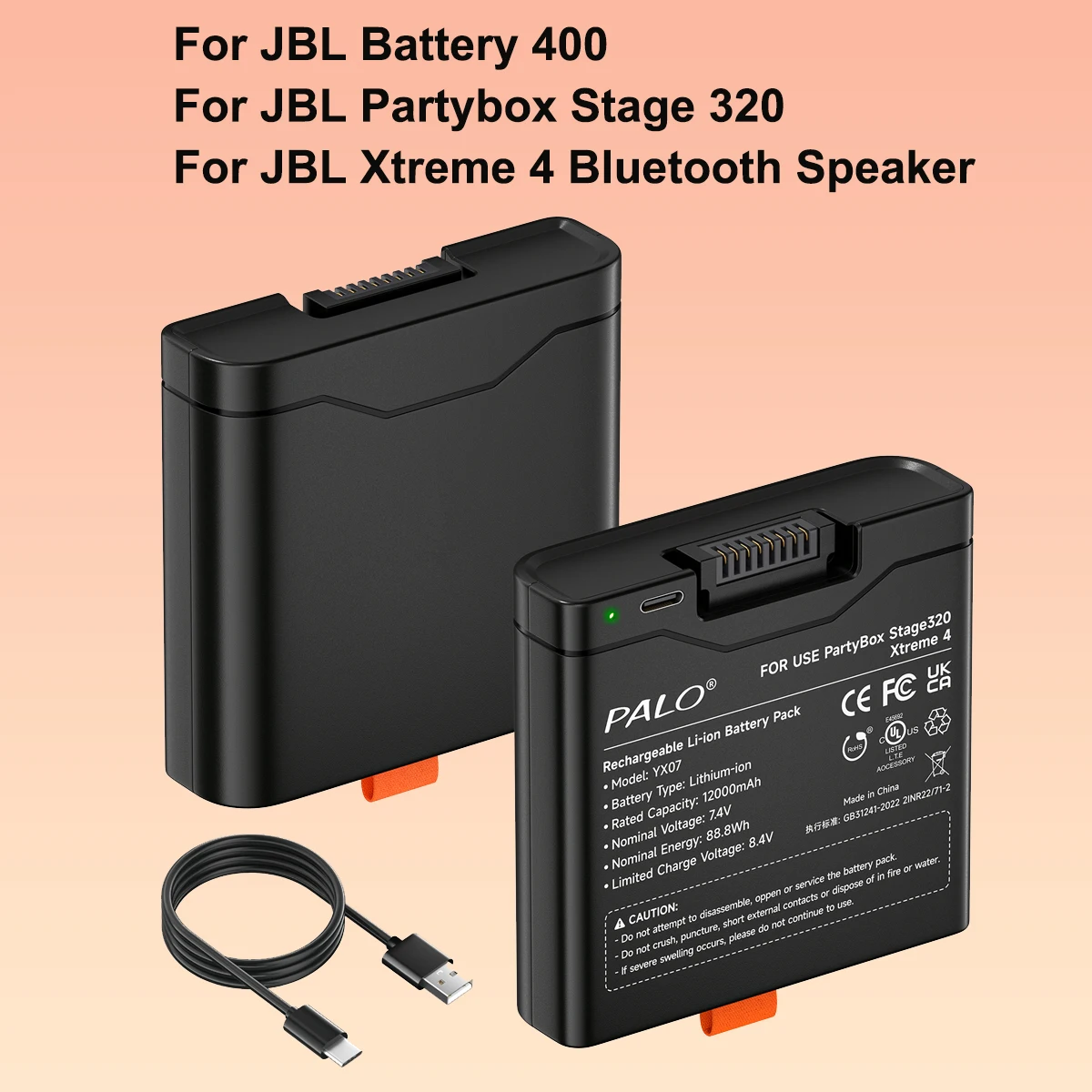 12000mAh Rechargeable Battery For JBL Battery 400 /For JBL Partybox Stage 320 and For JBL Xtreme 4 Bluetooth Speaker