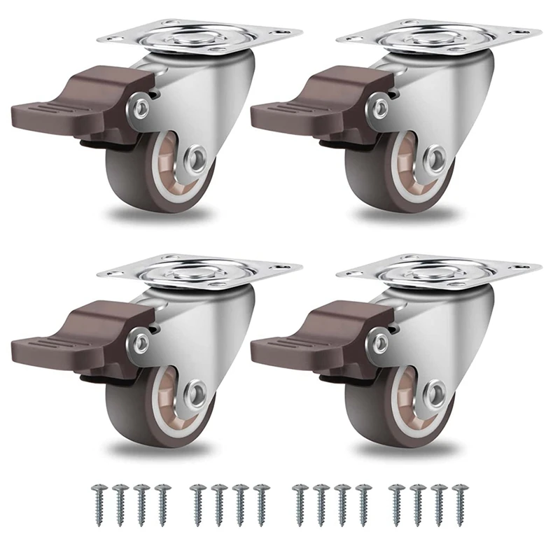 ABRE-Furniture Castors Small,360 Degree Swivel Castors Heavy Duty Load Capacity Silent Solid Rubber Castors Set Of 4