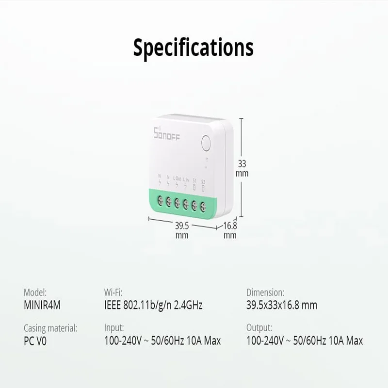 SONOFF MINIR4M MINI Extreme WiFi Smart Home Switch Detach Relay Matter Via eWeLink Voice Control Alexa Google Home