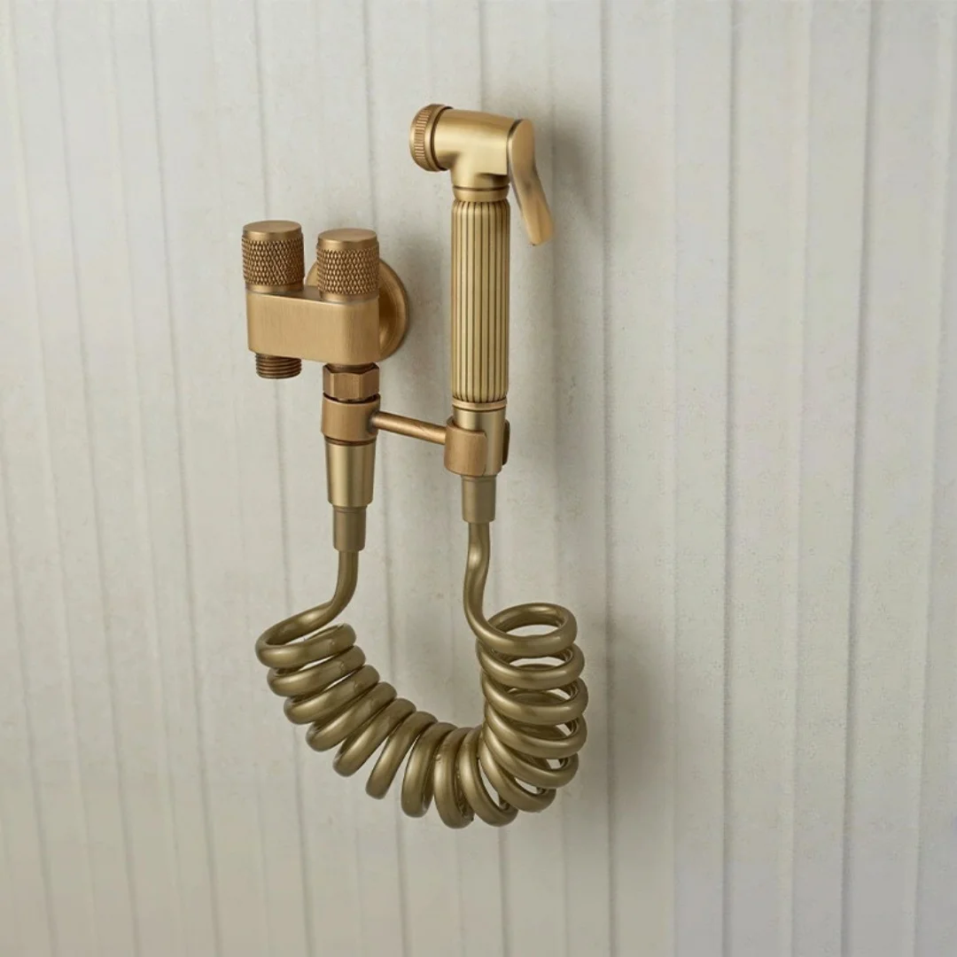 Tuqiu Hand Held Bidet Sprayer Douche Toilet Kit Antique Bronze Brass Shattaf Shower Head Copper Valve Set Jet Bidet Faucet Set