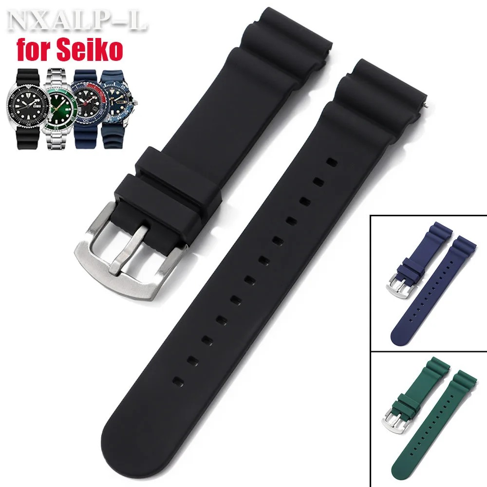 20mm 22mm Silicone Watch Band for Seiko No.5 SKX007 SKX009 SRP777J1 Prospex Rubber Bracelet Men's Sports Waterproof Diving Strap