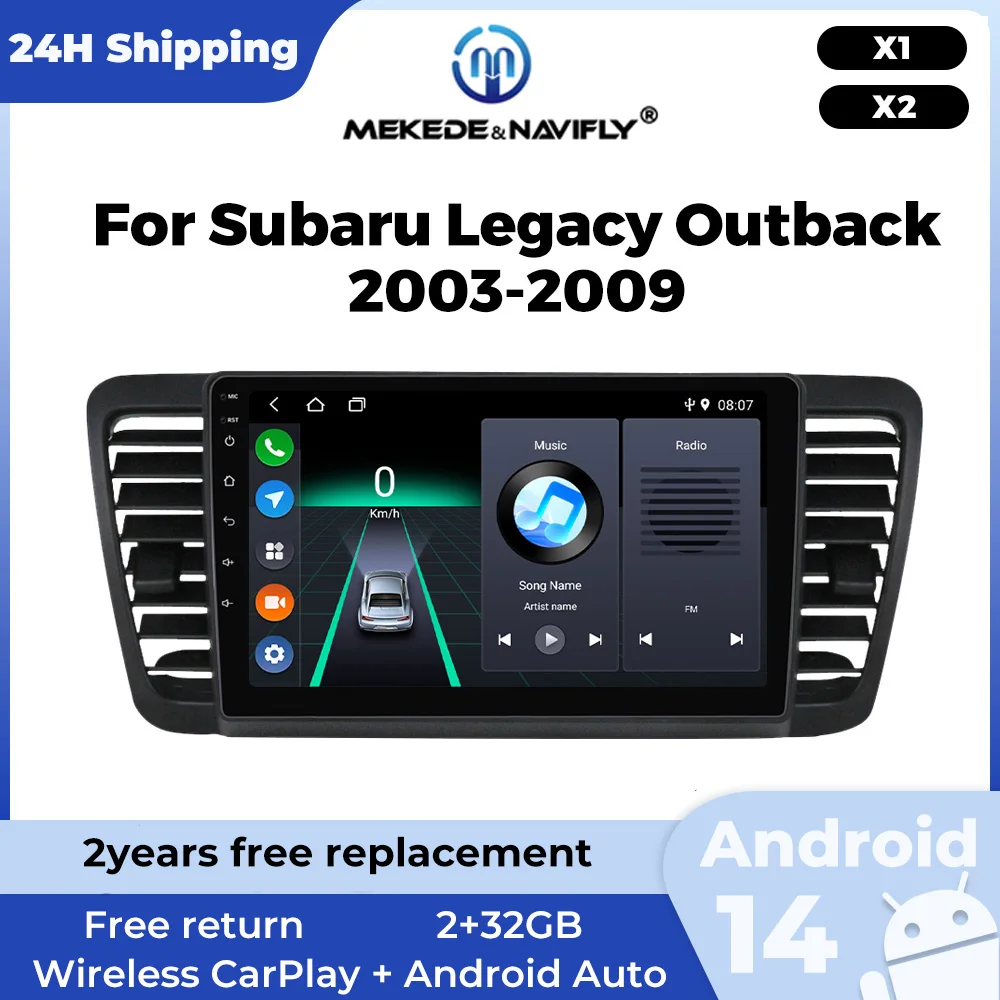MEKEDE Wireless CarPlay Android Auto Car Radio Multimedia for Subaru Outback 3 Legacy 4 2003-2009 Navigation GPS Head Unit WIFI