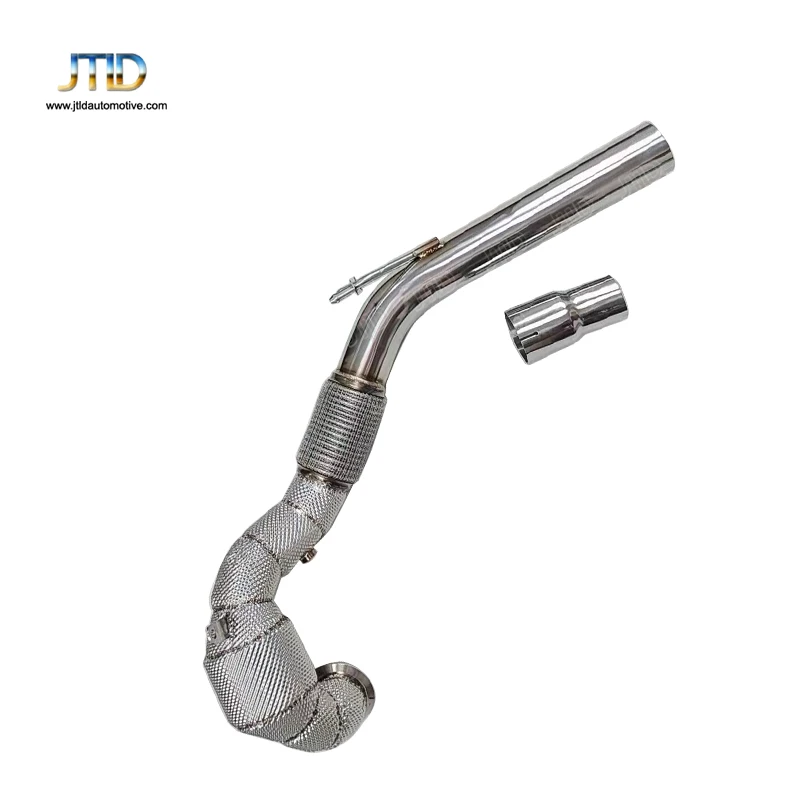 

JTLD 304SS Exhaust TIG Welded Pipe Heat Shield 200 Cells Catted Downpipe for VW MK7 GTI 2.0T 2013-2017