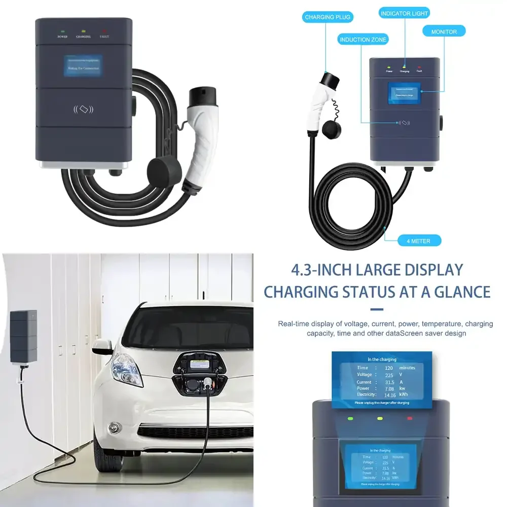Level 2 EV Charger for NEMA 14-50 Plug 16A 32A 240V Indoor Outdoor Electric Vehicle Charging Station Cable for Model 3