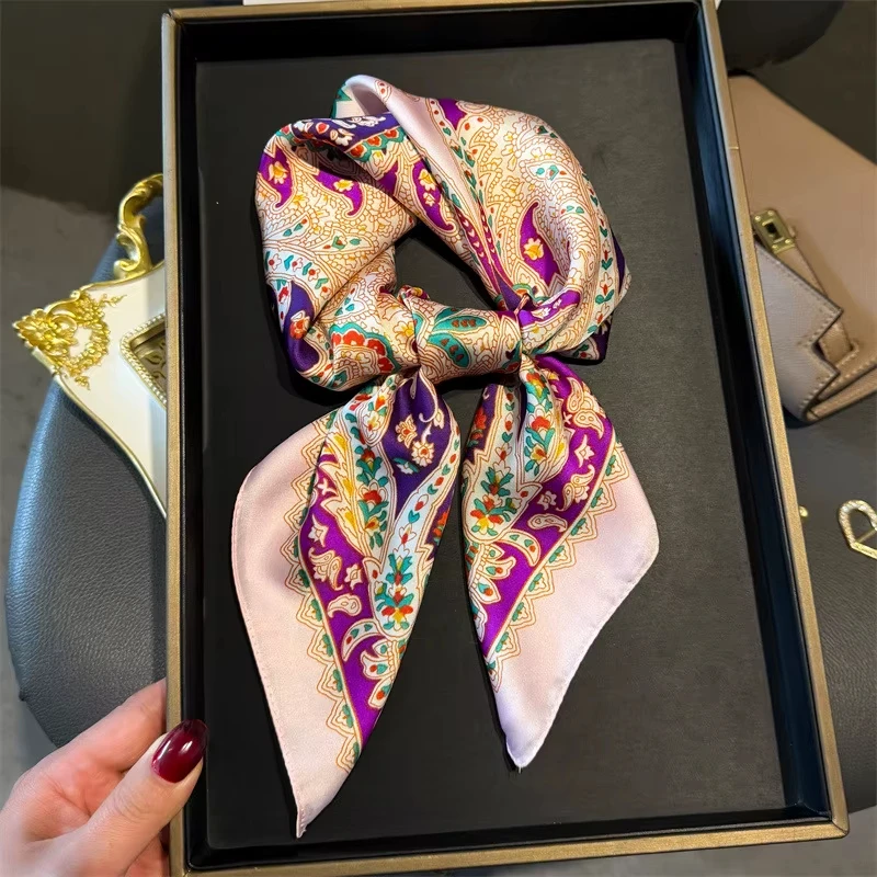 Mode Paisley Print Seide Haarbänder Schal Frauen 2025, Neue Elegante Bandana Halstuch Kopf Bands Foulard Weibliche Schals – Detail 11