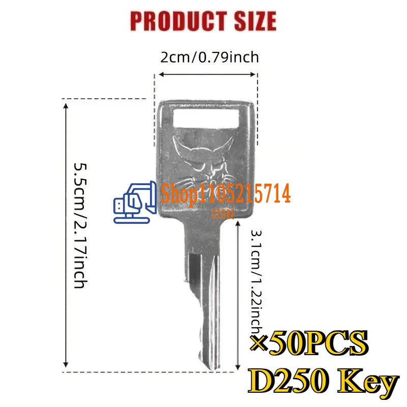 50PCS D250 Ignition Key for Bobcat Skid Steer Loaders and Mini Excavators 6693241 Excavator Key