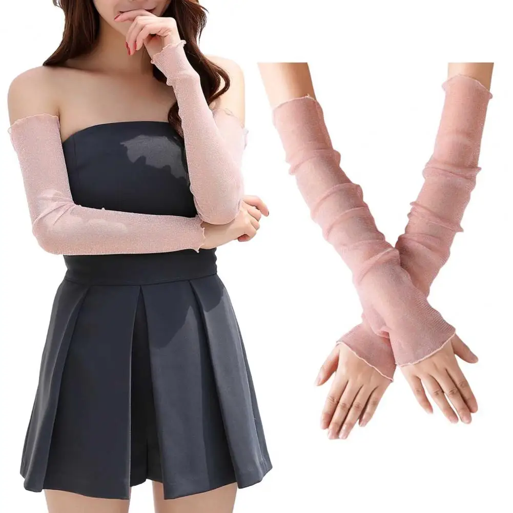 

Thin Mesh Arm Sleeve Breathable Arm Sleeves Stylish Women's Sheer Mesh Arm Sleeves with Lace Detailing for Sun for Outdoors