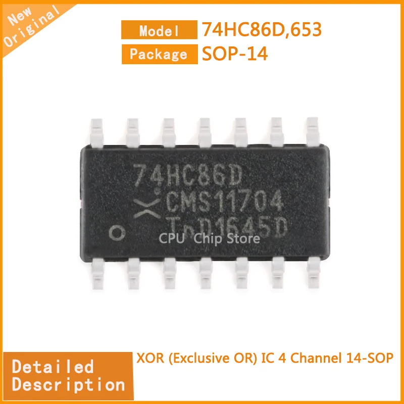 50Pcs/Lot  New Original  74HC86D,653  74HC86D  XOR (Exclusive OR) IC 4 Channel 14-SOP