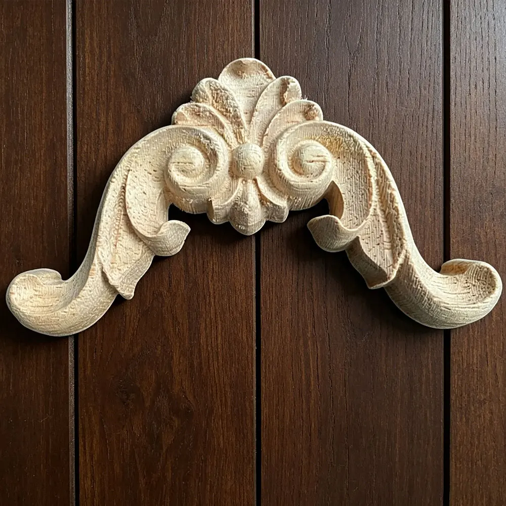 

10PCS Woodcarving Corner Decal Unpainted Wood Carved Decal Onlay Applique Frame Furniture Home Door Decor Old European
